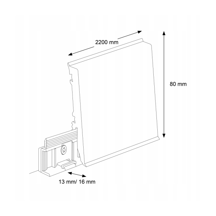 CEZAR MASTERLINE CZARNY MAT 80 mm listwa 80mm 220cm loft nowoczesna