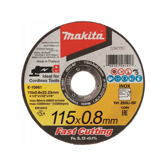 Tarcza tnąca do metalu Makita E-10861 115x22,2 mm