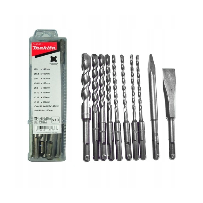 MAKITA D-46361 ZESTAW DŁUT I WIERTEŁ SDS+ 10szt.