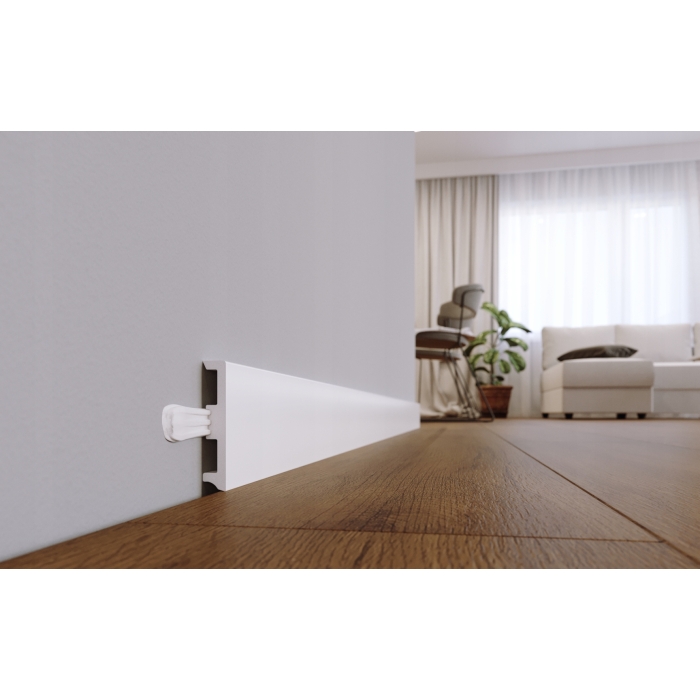 Listwa podłogowa biała wodoodporna 8 cm, STX810