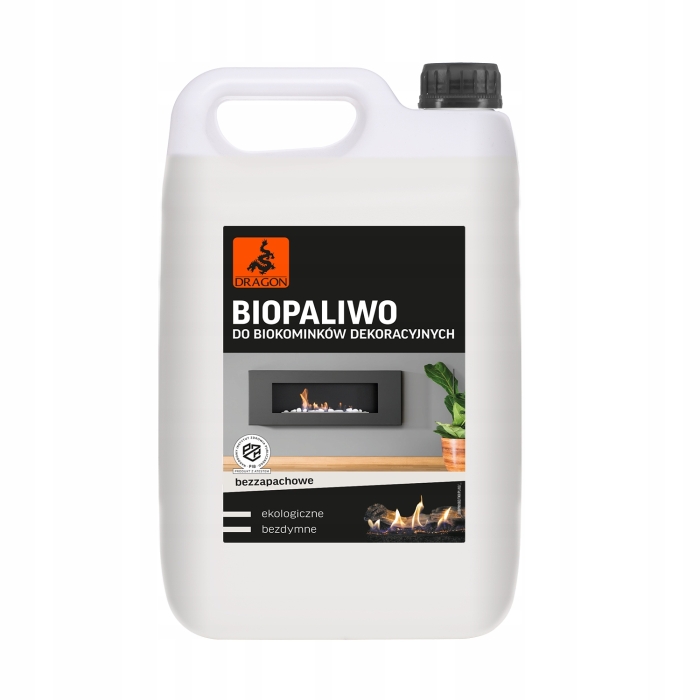 BIOPALIWO BIOETANOL DO BIOKOMINKA 5L BEZZAPACHOWE 96% ATEST DRAGON